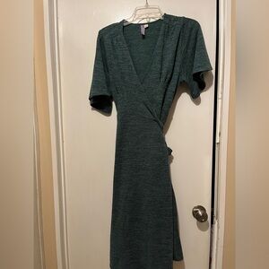 Alya Sage Green Sweater Wrap Dress and bonus sweater bundle.